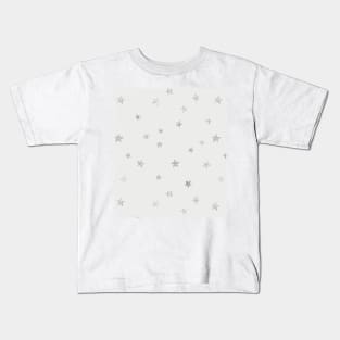 Pretty Y2K Glitter Stars Design in Silver Kids T-Shirt